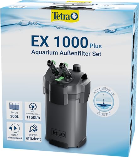 Tetra Aquarium Außenfilter EX 1000 Plus - leistungsstarker Filter für Aquarien bis 300 L, schafft kristallklares fischgerechtes Wasser